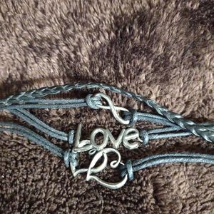 Charm Bracelet Infinity Leather Love Heart  Friendship Bracelet